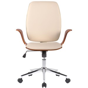 Silla de Oficina BOMBAI en Madera color Nogal y Piel Negra