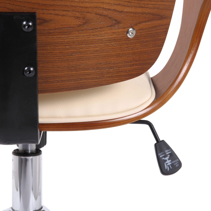 Silla de Oficina BOMBAI en Madera color Nogal y Piel Negra