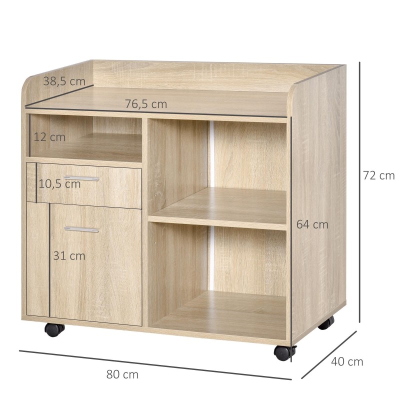 Armario Multiusos UDINE, Amplio almacenamiento, 72x80x40cm, en Madera color Roble