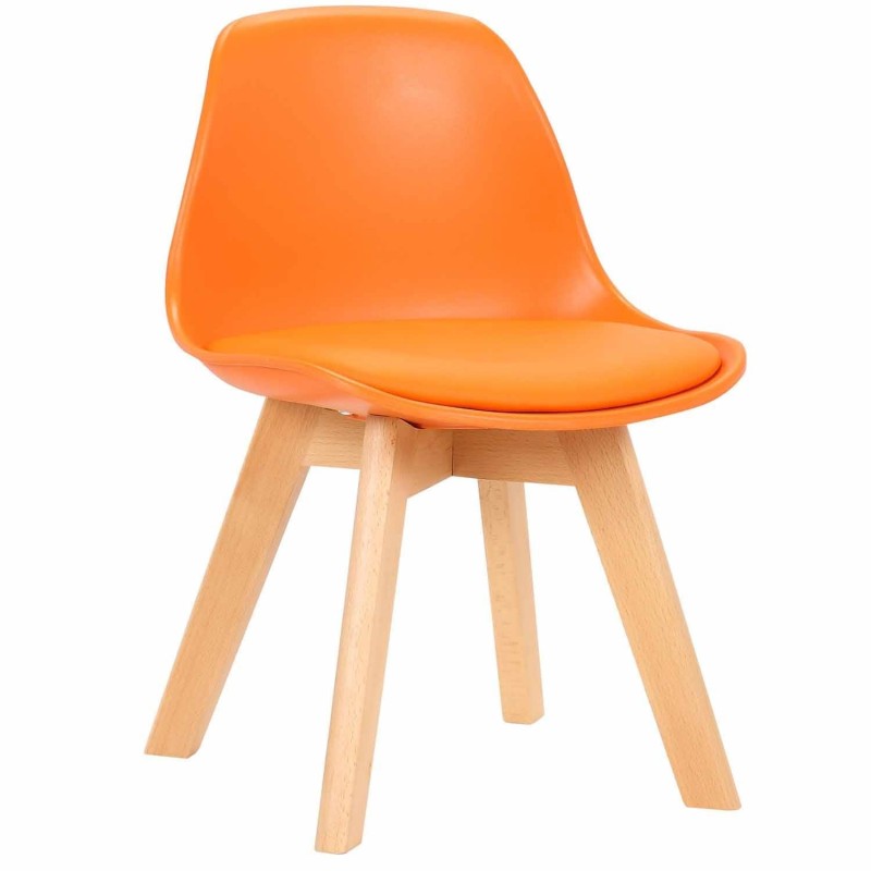 Silla infantil LYNA, Patas de Madera, en Piel color Negro