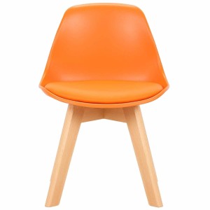 Silla infantil LYNA, Patas de Madera, en Piel color Negro