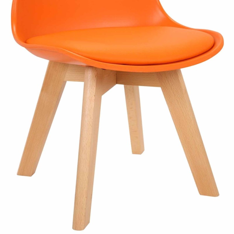 Silla infantil LYNA, Patas de Madera, en Piel color Negro