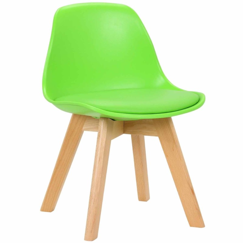 Silla infantil LYNA, Patas de Madera, en Piel color Negro