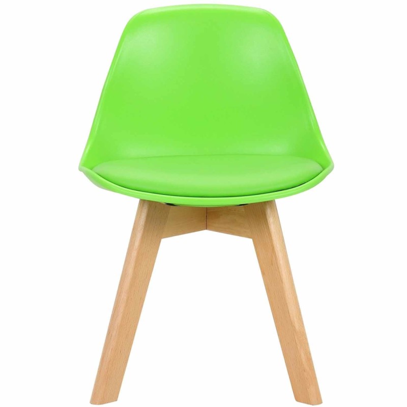 Silla infantil LYNA, Patas de Madera, en Piel color Negro