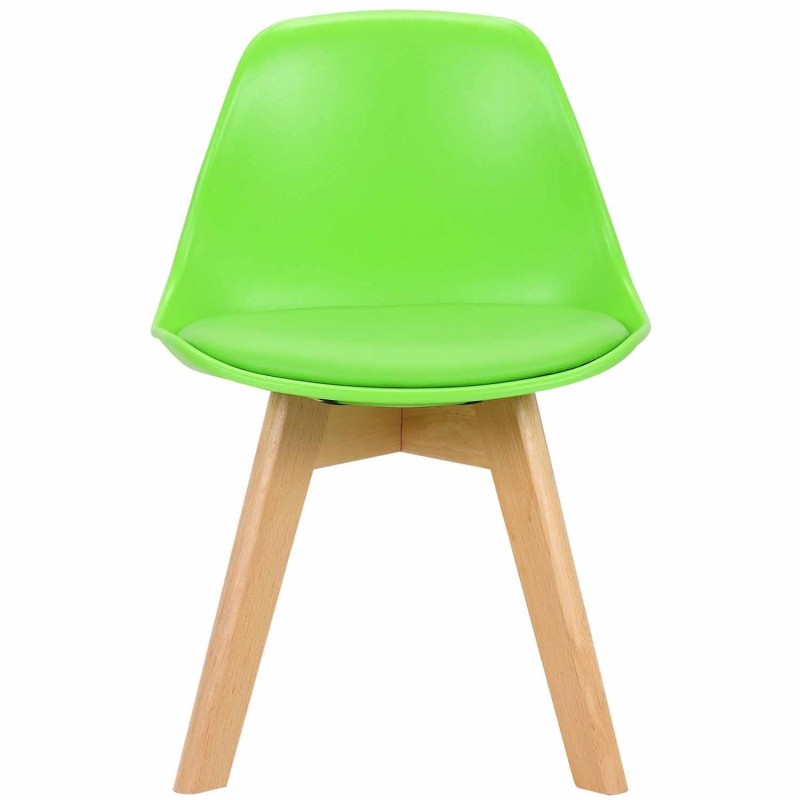 Silla infantil LYNA, Patas de Madera, en Piel color Negro