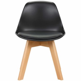 Silla infantil LYNA, Patas de Madera, en Piel color Negro 2