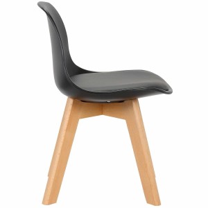 Silla infantil LYNA, Patas de Madera, en Piel color Negro