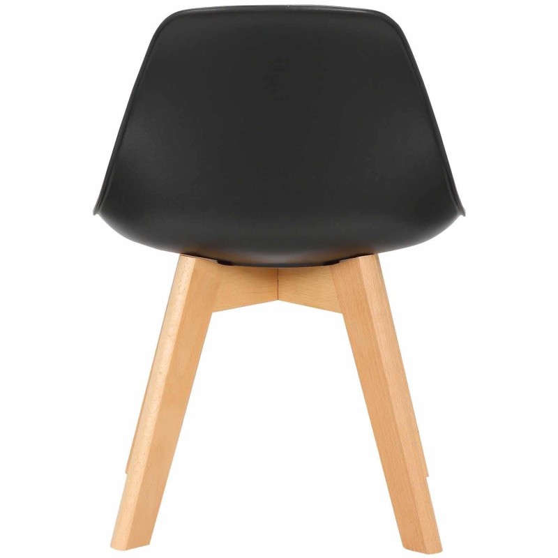 Silla infantil LYNA, Patas de Madera, en Piel color Negro