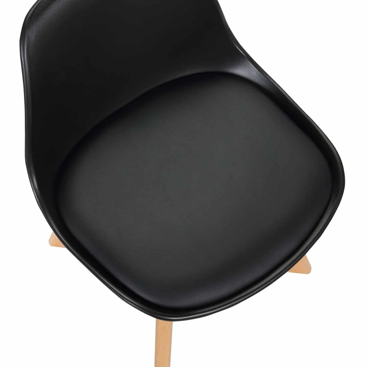 Silla Infantil LYNA, Diseño Exclusivo, Patas de Madera, en Piel color Negro