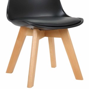 Silla infantil LYNA, Patas de Madera, en Piel color Negro