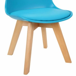 Silla infantil LYNA, Patas de Madera, en Piel color Negro