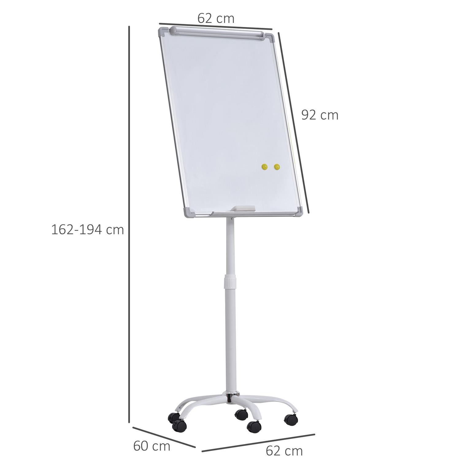 Pizarra Magnética SLIM, 62x60x162-194 cm, Caballete con Ruedas