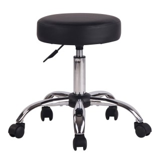 Taburete con Ruedas POLY en Piel Negra