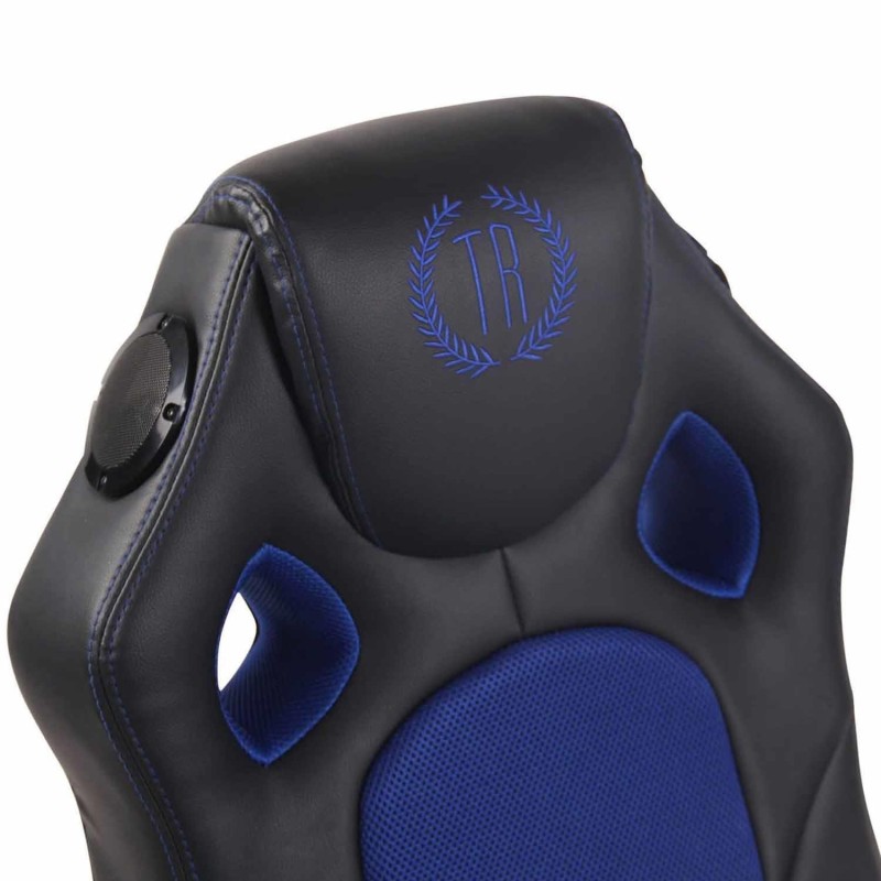 Silla Gaming TAUKEN en Piel y Malla Negro/Azul