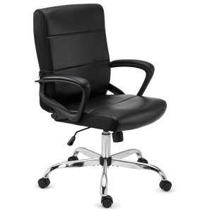 Sillón de oficina CONTE, cómodo y resistente, en piel negra