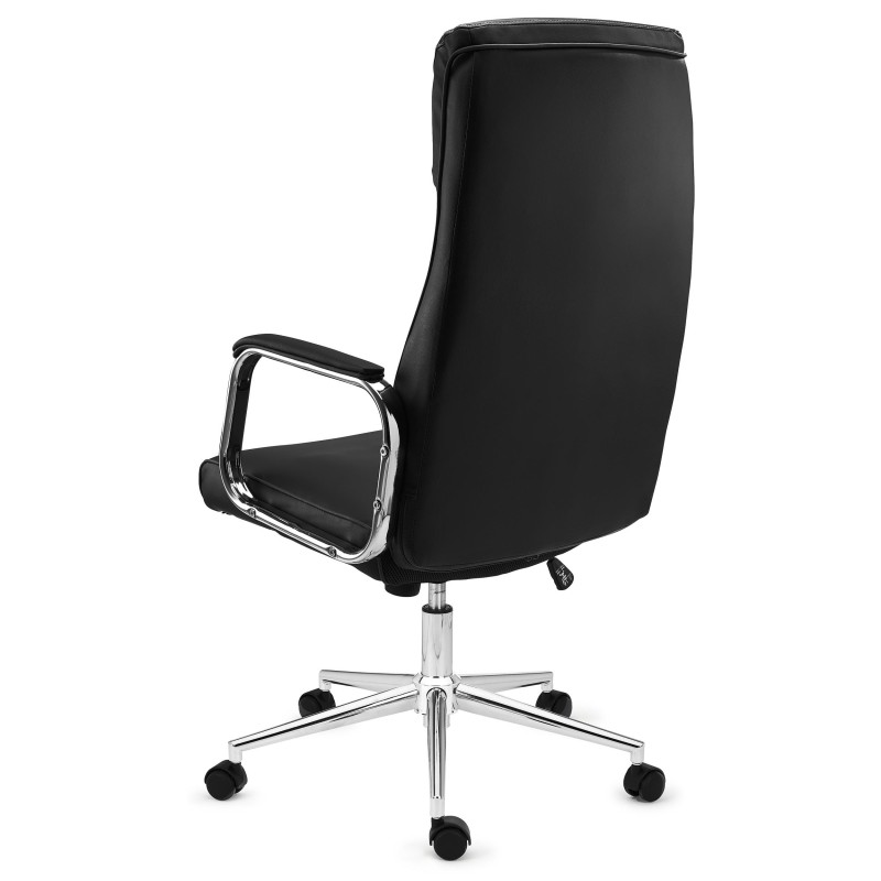 Sillón de oficina DETROIT, elegante diseño, piel negra