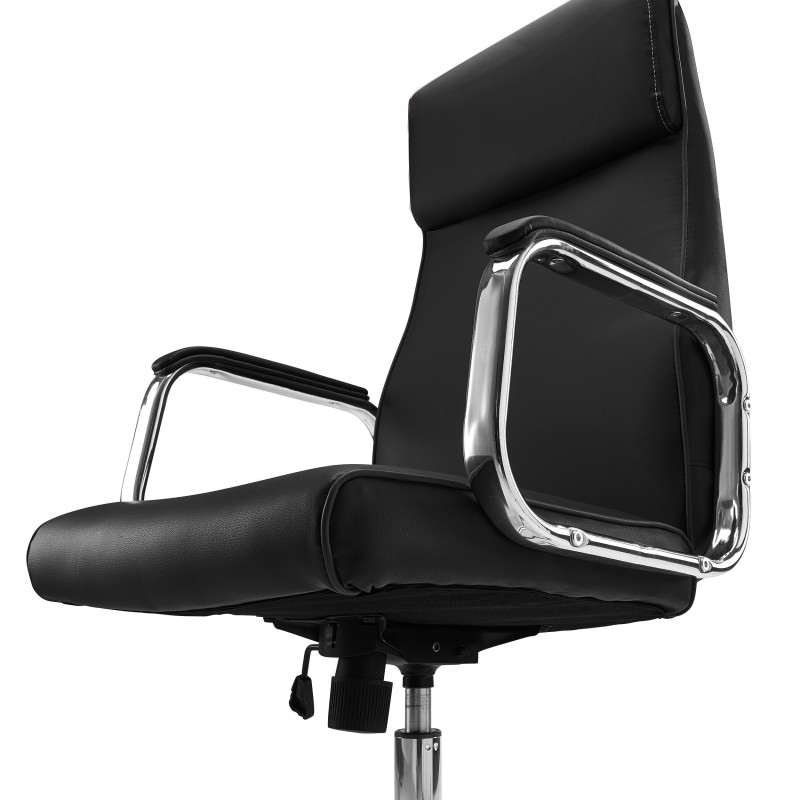 Sillón de oficina DETROIT, elegante diseño, piel negra