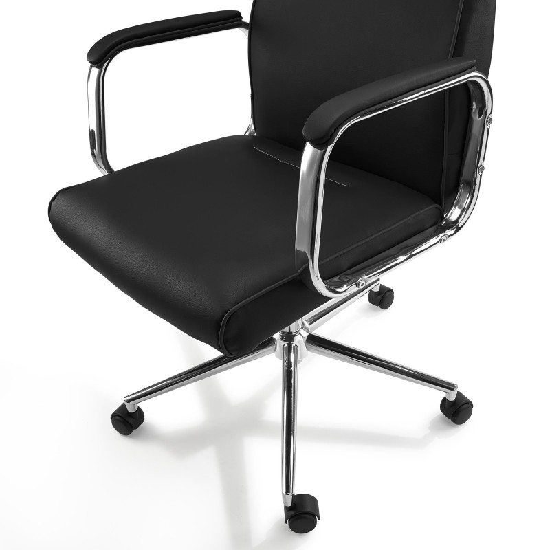 Sillón de oficina DETROIT, elegante diseño, piel negra