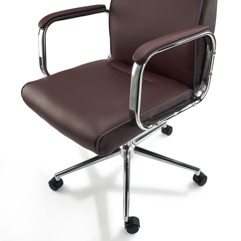 Sillón de oficina DETROIT, elegante diseño, piel negra