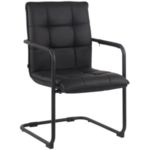 Silla de Confidente TORRES, Estructura Metálica Negra, en Piel color Negro