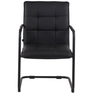 Silla de Confidente TORRES, Estructura Metálica Negra, en Piel color Negro 2