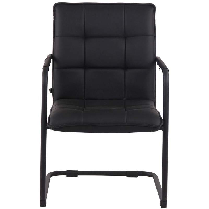 Silla de Confidente TORRES, Estructura Metálica Negra, en Piel color Negro
