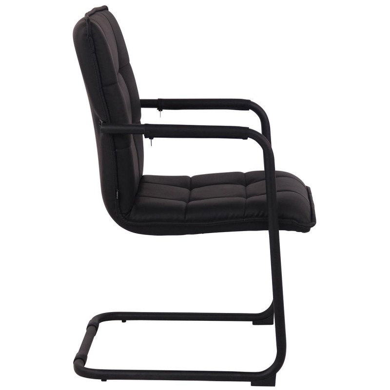 Silla de Confidente TORRES, Estructura Metálica Negra, en Piel color Negro