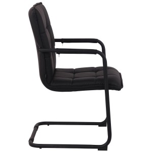 Silla de Confidente TORRES, Estructura Metálica Negra, en Piel color Negro