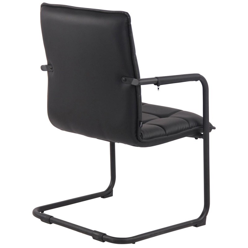 Silla de Confidente TORRES, Estructura Metálica Negra, en Piel color Negro