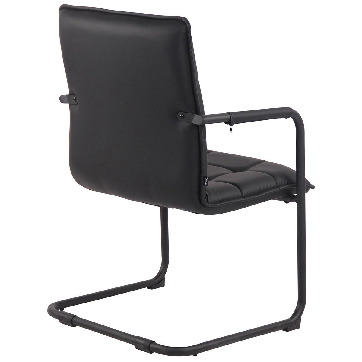 Silla de Confidente TORRES, Gran Acolchado, Estructura Metálica Negra, en Piel color Negro