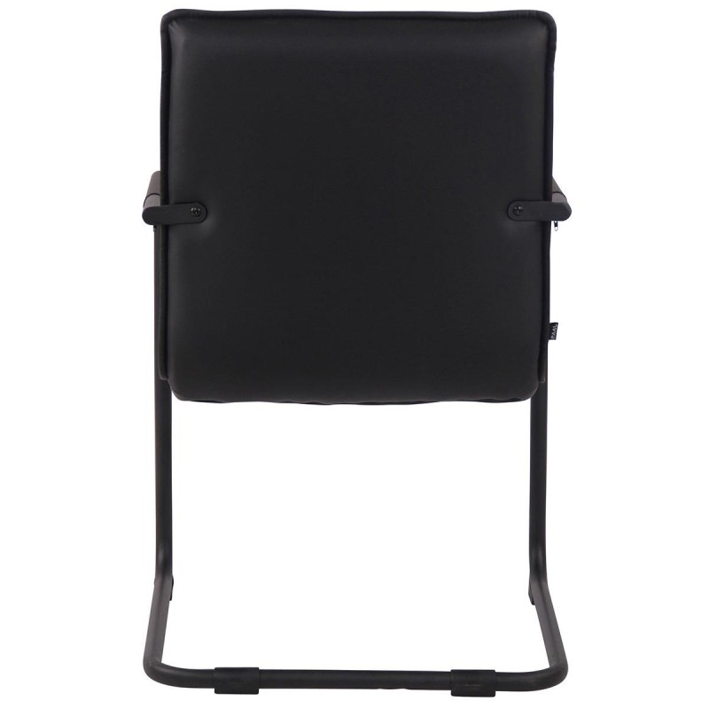 Silla de Confidente TORRES, Estructura Metálica Negra, en Piel color Negro