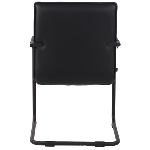 Silla de Confidente TORRES, Estructura Metálica Negra, en Piel color Negro