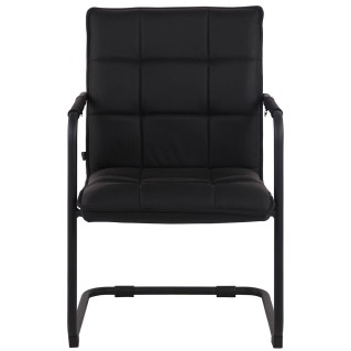 Silla de Confidente TORRES, Estructura Metálica Negra, en Piel Natural color Negro 2
