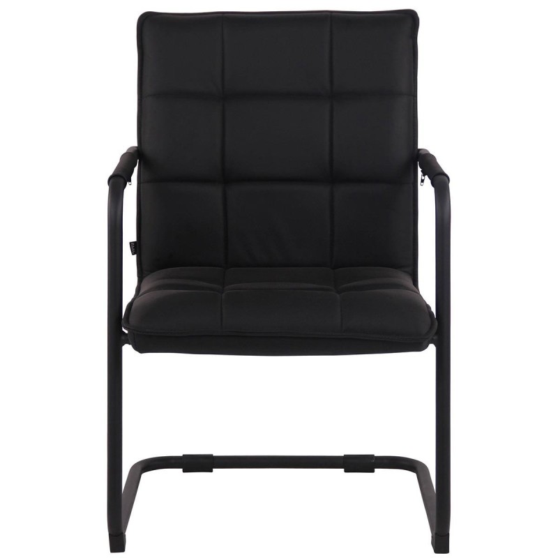 Silla de Confidente TORRES, Estructura Metálica Negra, en Piel Natural color Negro