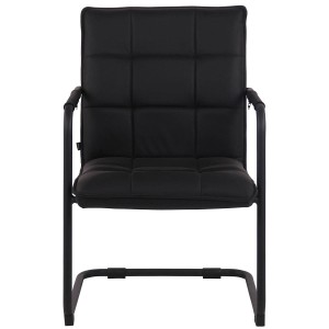 Silla de Confidente TORRES, Estructura Metálica Negra, en Piel Natural color Negro