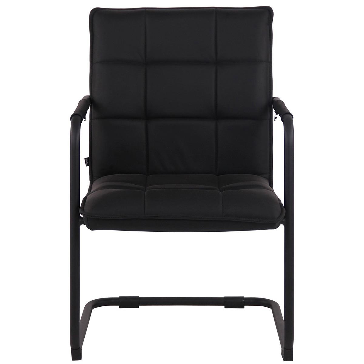Silla de Confidente TORRES, Gran Acolchado, Estructura Metálica Negra, en Piel Natural color Negro