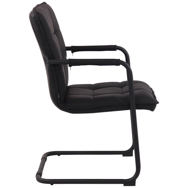 Silla de Confidente TORRES, Estructura Metálica Negra, en Piel Natural color Negro