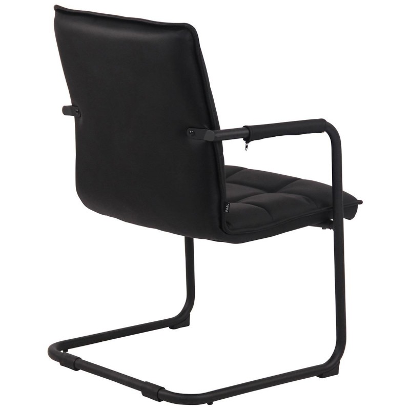 Silla de Confidente TORRES, Estructura Metálica Negra, en Piel Natural color Negro