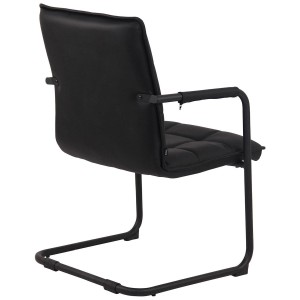 Silla de Confidente TORRES, Estructura Metálica Negra, en Piel Natural color Negro