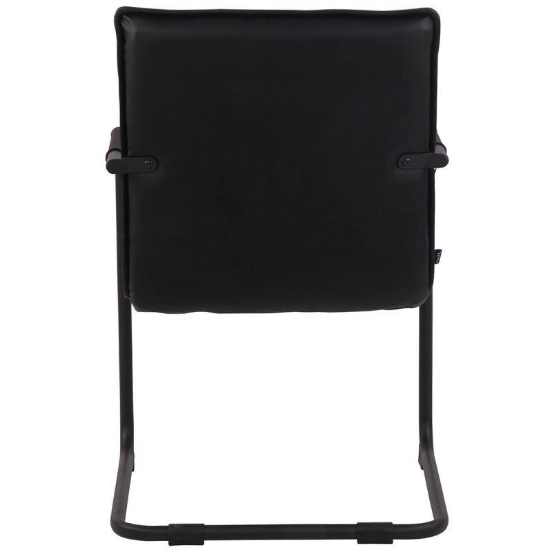 Silla de Confidente TORRES, Estructura Metálica Negra, en Piel Natural color Negro