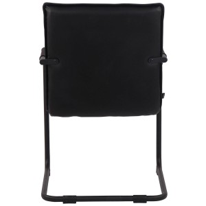 Silla de Confidente TORRES, Estructura Metálica Negra, en Piel Natural color Negro