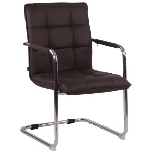 Silla de Confidente TORRES, Estructura Metálica Cromada, en Piel color Negro