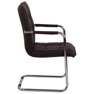 Silla de Confidente TORRES, Estructura Metálica Cromada, en Piel color Negro