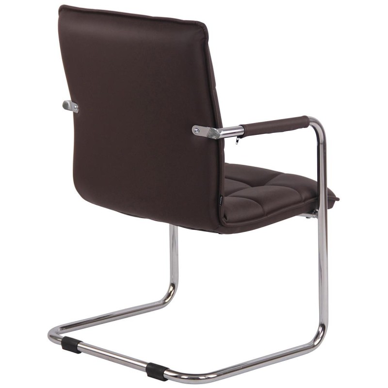 Silla de Confidente TORRES, Estructura Metálica Cromada, en Piel color Negro