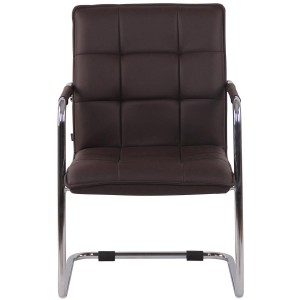 Silla de Confidente TORRES, Estructura Metálica Cromada, en Piel color Negro