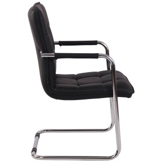 Silla de Confidente TORRES, Estructura Metálica Cromada, en Piel color Negro 2