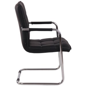 Silla de Confidente TORRES, Estructura Metálica Cromada, en Piel color Negro