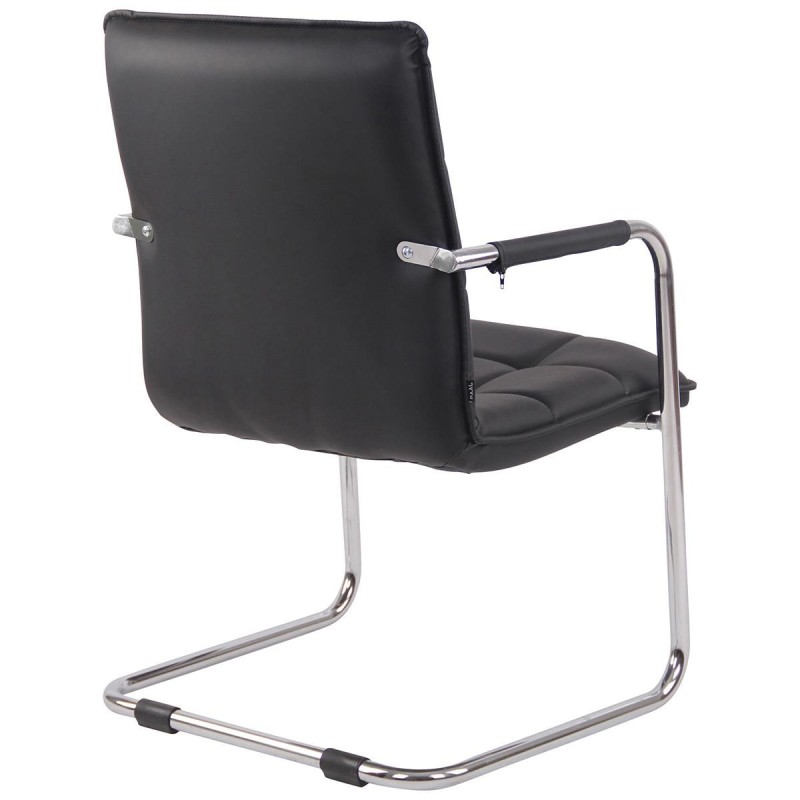 Silla de Confidente TORRES, Estructura Metálica Cromada, en Piel color Negro