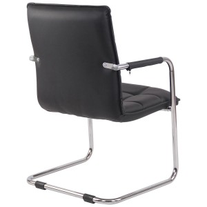 Silla de Confidente TORRES, Estructura Metálica Cromada, en Piel color Negro
