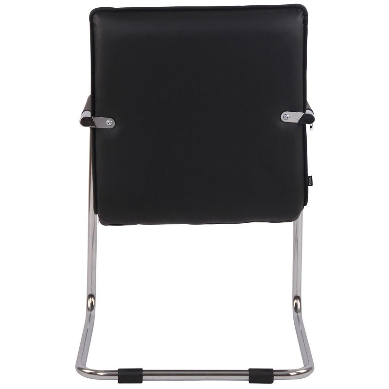 Silla de Confidente TORRES, Estructura Metálica Cromada, en Piel color Negro